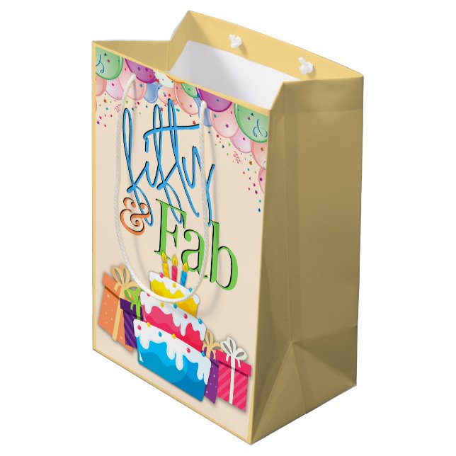 Bolsa De Regalo Mediana Fifty and Fab Colorful Birthday (Angulo reverso)