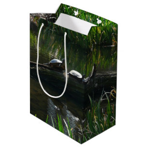 Bolsa De Regalo Mediana Fila de Tortugas Foto Verde de la Naturaleza