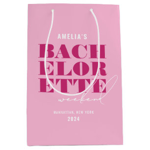 Bolsa De Regalo Mediana Fin de semana de soltera rosa atrevido