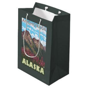 Bolsa De Regalo Mediana Fireweed y montañas - Anchorage, Alaska