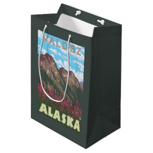Bolsa De Regalo Mediana Fireweed y montañas - Valdez, Alaska