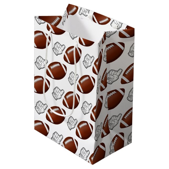 Bolsa De Regalo Mediana First Year Down Football Birthday  (Angulo Anverso)