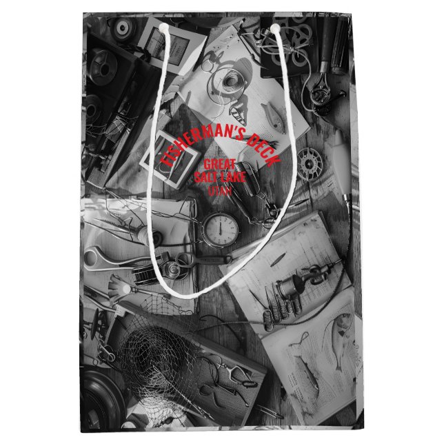 Bolsa De Regalo Mediana Fisherman’s Deck Black and White Gift Bag (Anverso)