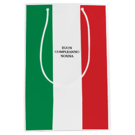 Bolsa De Regalo Mediana Flag of Italy Buon Compleanno or Custom Wording