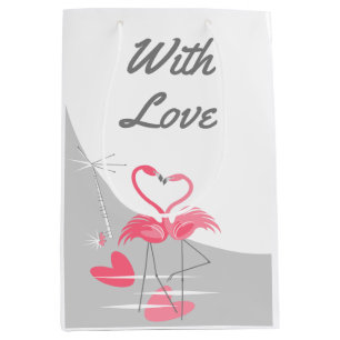 Bolsa De Regalo Mediana Flamingo Amor Luna Grande con Medio Amor