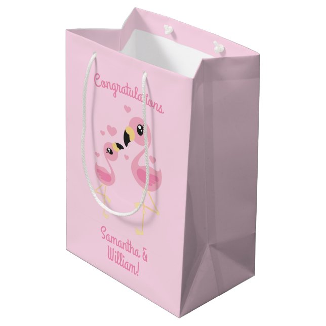 Bolsa De Regalo Mediana Flamingo Baby Shower Cute Tropical (Angulo reverso)