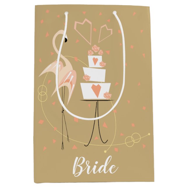 Bolsa De Regalo Mediana Flamingo Boda Bride Medium (Anverso)