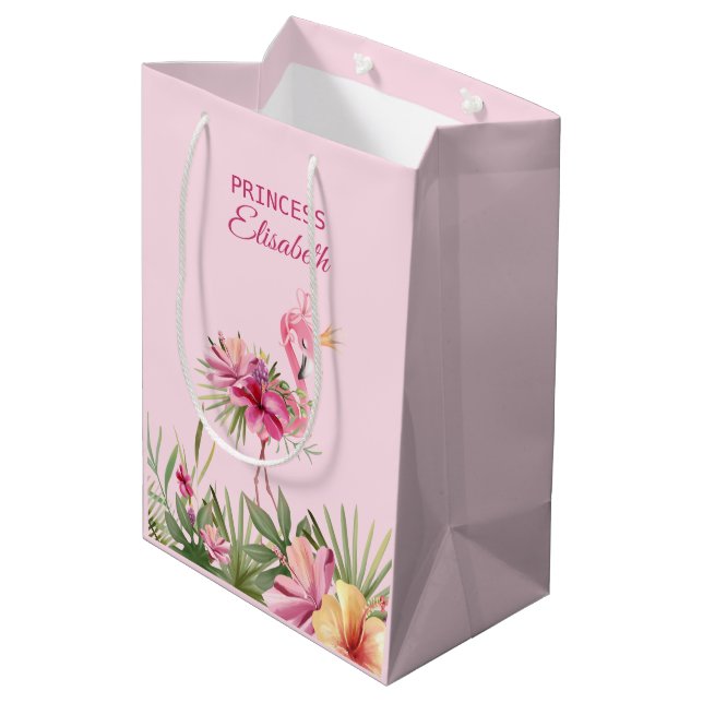 Bolsa De Regalo Mediana Flamingo con corona dorada (Angulo reverso)