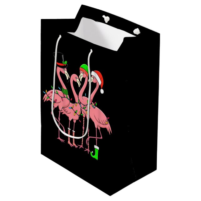 Bolsa De Regalo Mediana Flamingo Merry Christmas Funny Flamingo Lover Rega (Angulo Anverso)