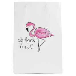 Bolsa De Regalo Mediana Flamingo rosa Oh Flock Tengo 50 años