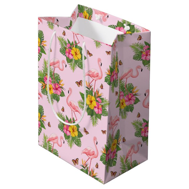 Bolsa De Regalo Mediana Flamingo y mariposas 1 (Angulo reverso)