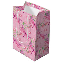 BOLSA DE REGALO MEDIANA FLECHAS DE COLOR DE AGUA ROSA Y PURPLE