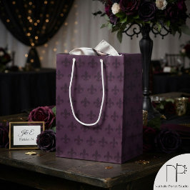 Bolsa De Regalo Mediana Fleur de Lis Morado Oscuro