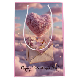 Bolsa De Regalo Mediana Floating Heart of Love Letters Design Postcard
