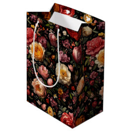 Bolsa De Regalo Mediana Flor Bella Artes floral botánica morena negra hola