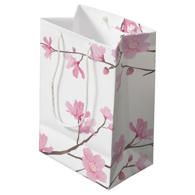 Bolsa De Regalo Mediana Flor de cerezo - Fondo transparente (Angulo reverso)