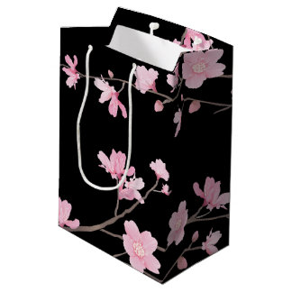Bolsa De Regalo Mediana Flor de cerezo - Negro