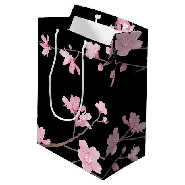 Bolsa De Regalo Mediana Flor de cerezo - Negro (Angulo reverso)