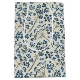 Bolsa De Regalo Mediana Flor de color de agua azul con motivos florales