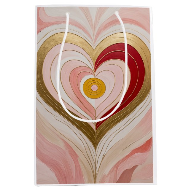 Bolsa De Regalo Mediana Flor de Corazón Concéntrico (Anverso)