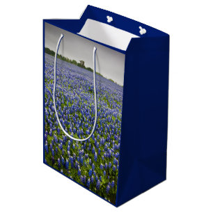 Bolsa De Regalo Mediana Flor de estado azul de Tejas del campo del