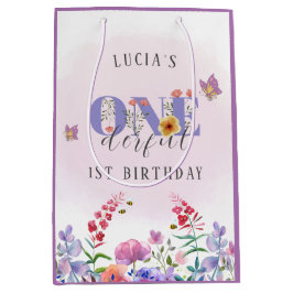 Bolsa De Regalo Mediana Flor De Flor Lejana Rosa Maravillosa Mariposa Y Ab