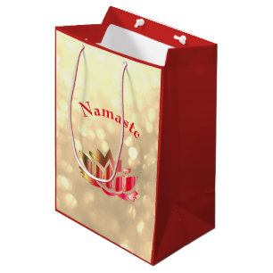 Bolsa De Regalo Mediana Flor de Namaste Lotus de la chispa del rojo y del