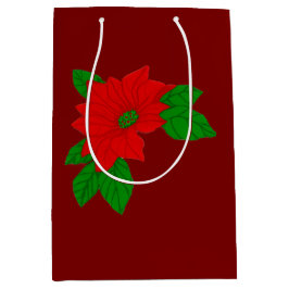 Bolsa De Regalo Mediana Flor de Pascua Roja de Navidad