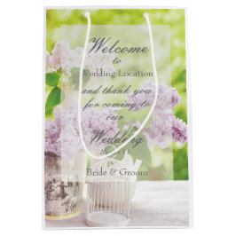 Bolsa De Regalo Mediana Flor de primavera romántica Boda Lilac blanco flor