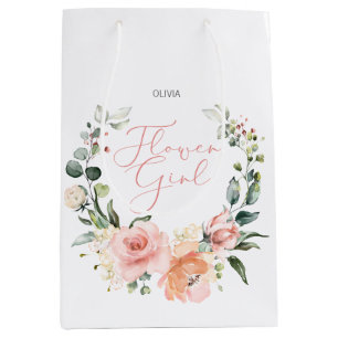 Bolsa De Regalo Mediana Flor floral Chica color agua rosa Boda Wreath