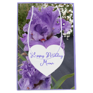 Bolsa De Regalo Mediana Flor Iris Flores Púrpura Lavanda Lila Floral