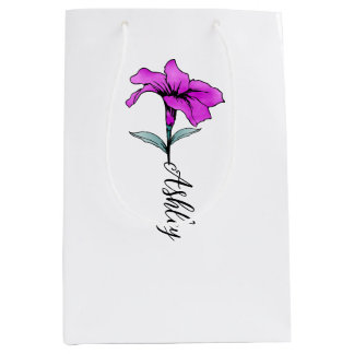Bolsa De Regalo Mediana Flor lirio rosa personalizada