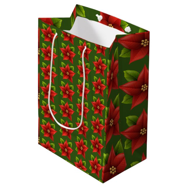 Bolsa De Regalo Mediana Flor navideña (Angulo Anverso)