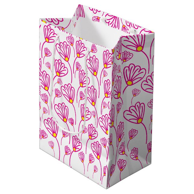 Bolsa De Regalo Mediana Flor rosa (Angulo Anverso)