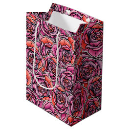 Bolsa De Regalo Mediana Flor Rosa de color