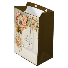 Bolsa De Regalo Mediana Flor rosa rosa rosa de la antigua boda de la cosec