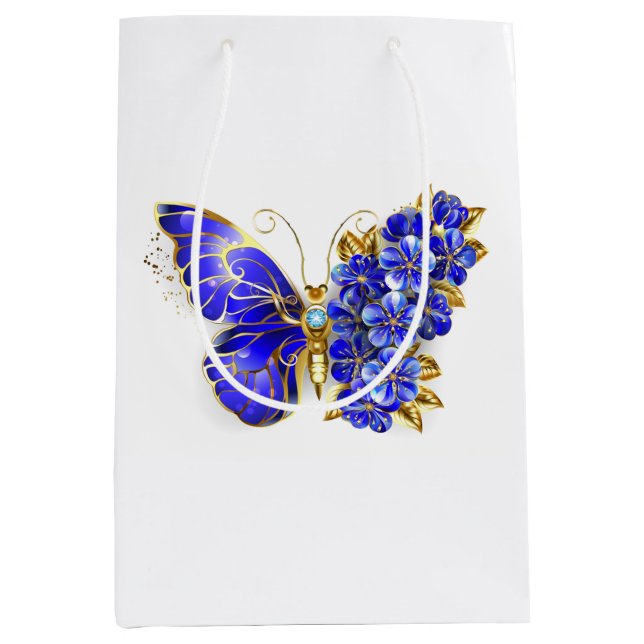 Bolsa De Regalo Mediana Flor Sapphire Mariposa (Anverso)