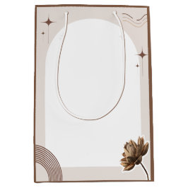 Bolsa De Regalo Mediana Flor seca Boho Minimalista marrón