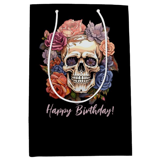 Bolsa De Regalo Mediana Flor Skull (Anverso)