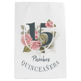 Bolsa De Regalo Mediana Floral 15 cumpleaños Quinceanera Rústica
