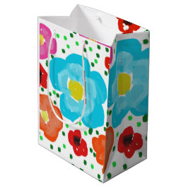 Bolsa de regalo mediana floral abstracta brillante