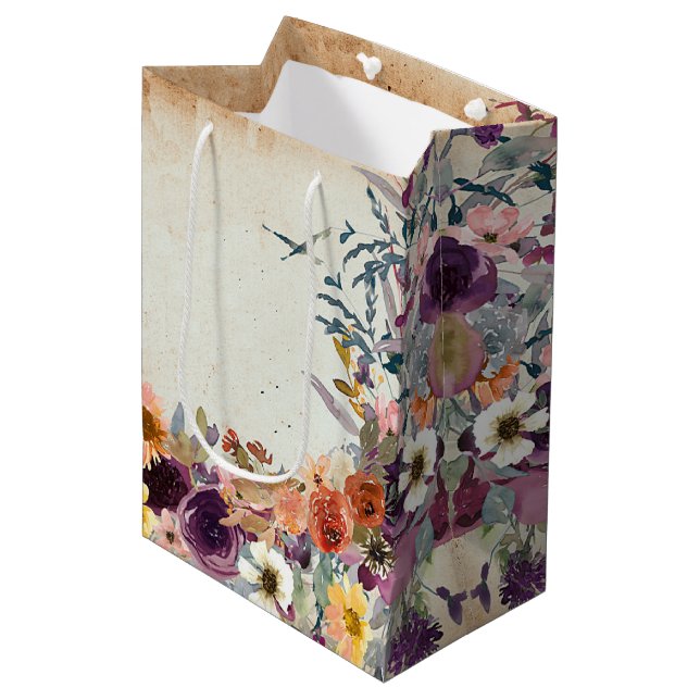 Bolsa De Regalo Mediana Floral acuática mixta de otoño (Angulo Anverso)