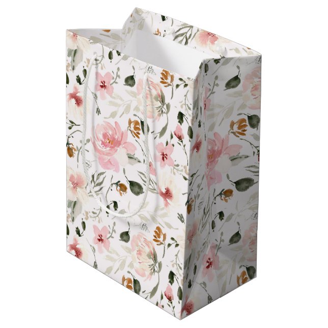 Bolsa De Regalo Mediana Floral acuática moderna de Boho (Angulo reverso)