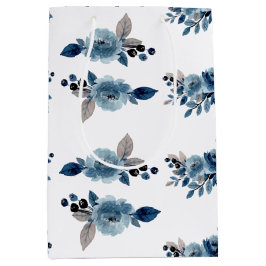 Bolsa De Regalo Mediana Floral azul turbio