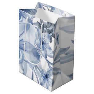 Bolsa De Regalo Mediana floral azul y blanco
