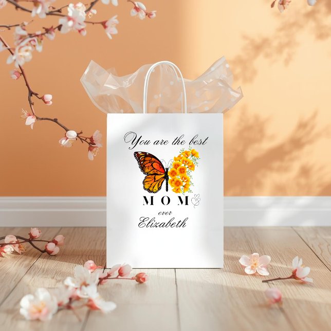 Bolsa De Regalo Mediana Floral Butterfly Personalized Gift Bag (Subido por el creador)
