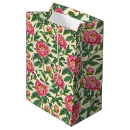 Bolsa De Regalo Mediana Floral Chinoiserie rosa, verde y amarilla