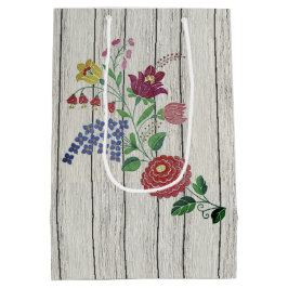 Bolsa De Regalo Mediana Floral de arte folclórico húngaro y pareja rústica