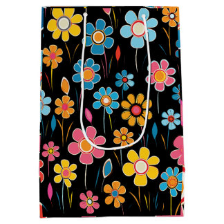 Bolsa De Regalo Mediana Floral de color retro vintage