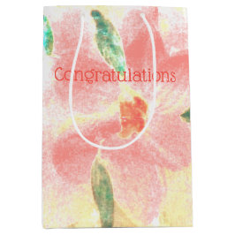 Bolsa De Regalo Mediana Floral de coral con amarillo